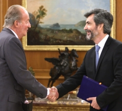 Su Majestad el Rey recibe el saludo del presidente del Tribunal Supremo y del Consejo General del Poder Judicial, Carlos Lesmes Serrano